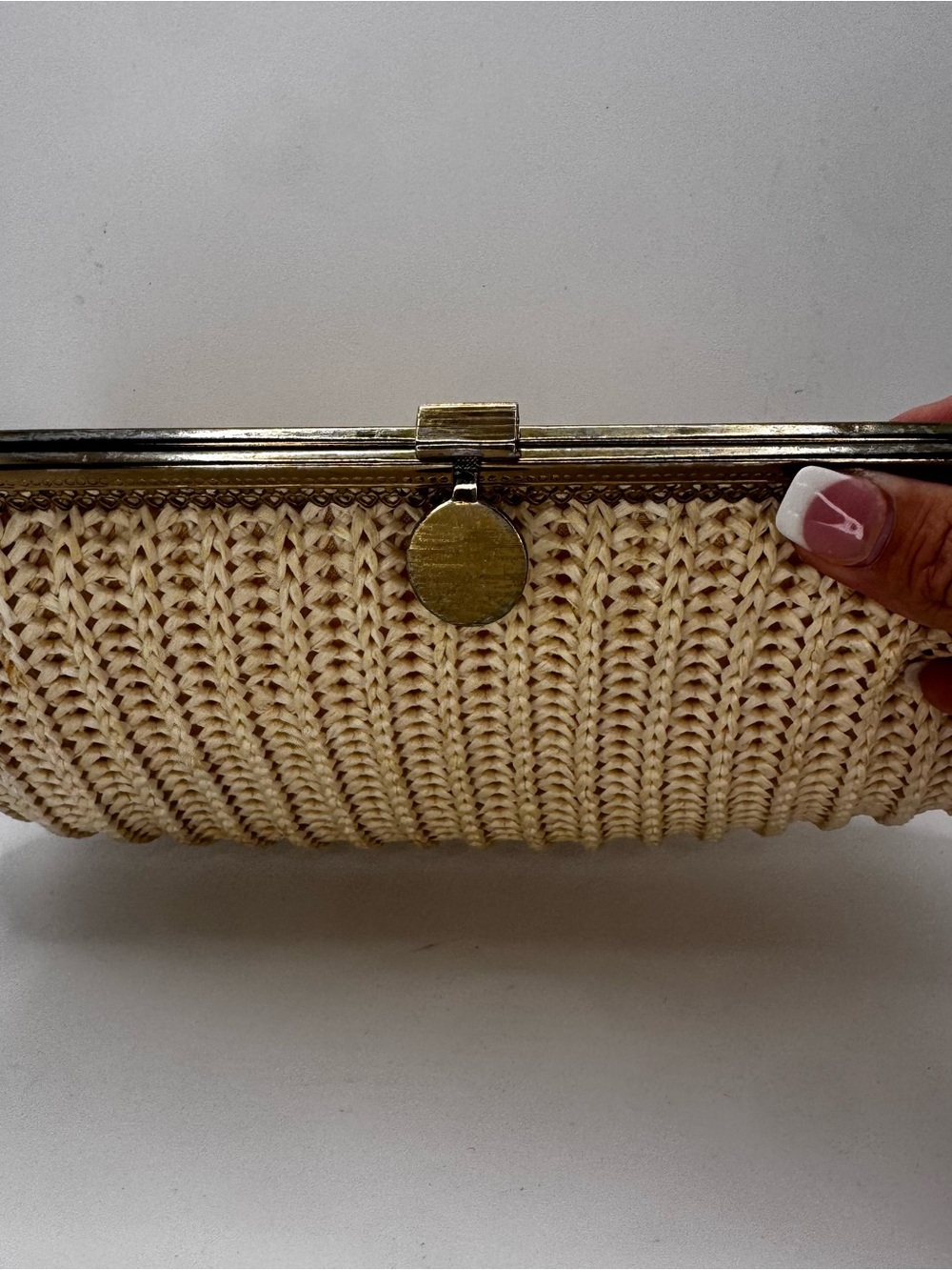 Woven Straw Clutch - Cream - Picture 3 of 8